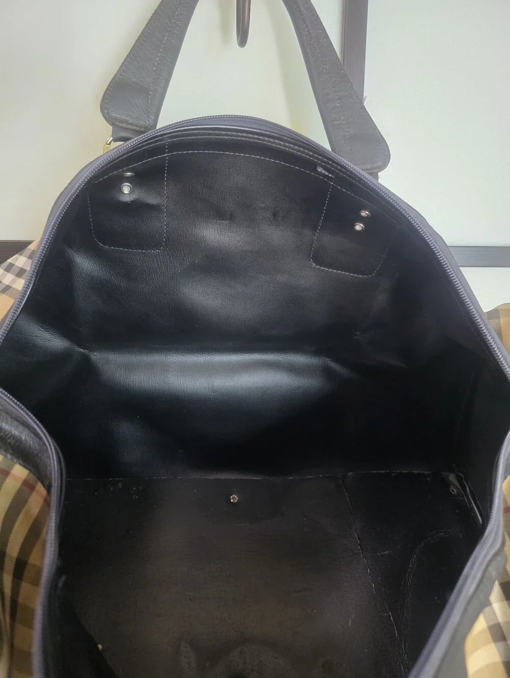 Classic Burberry Check Travel Duffel Bag - Black Trim